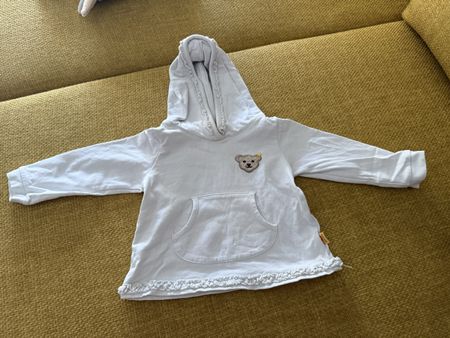 Steiff Hoodie mit Knopf im Ohr, Gr. 74/9M, Weiss, für Frühli