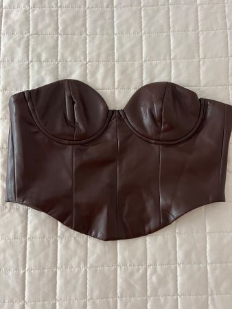 Schicker Kunstleder-Bustier, Grösse XS, Braun