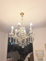 Kristallluster mit 6 Flammen, Messing, guter Zustand