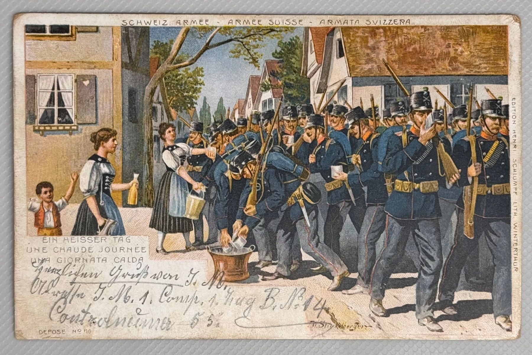 Cartoline postali: Alte Ansichtskarte: Schweizer Armee, Sommer in Winterthur – Usato da Andwil SG venduto da Ariisa1234