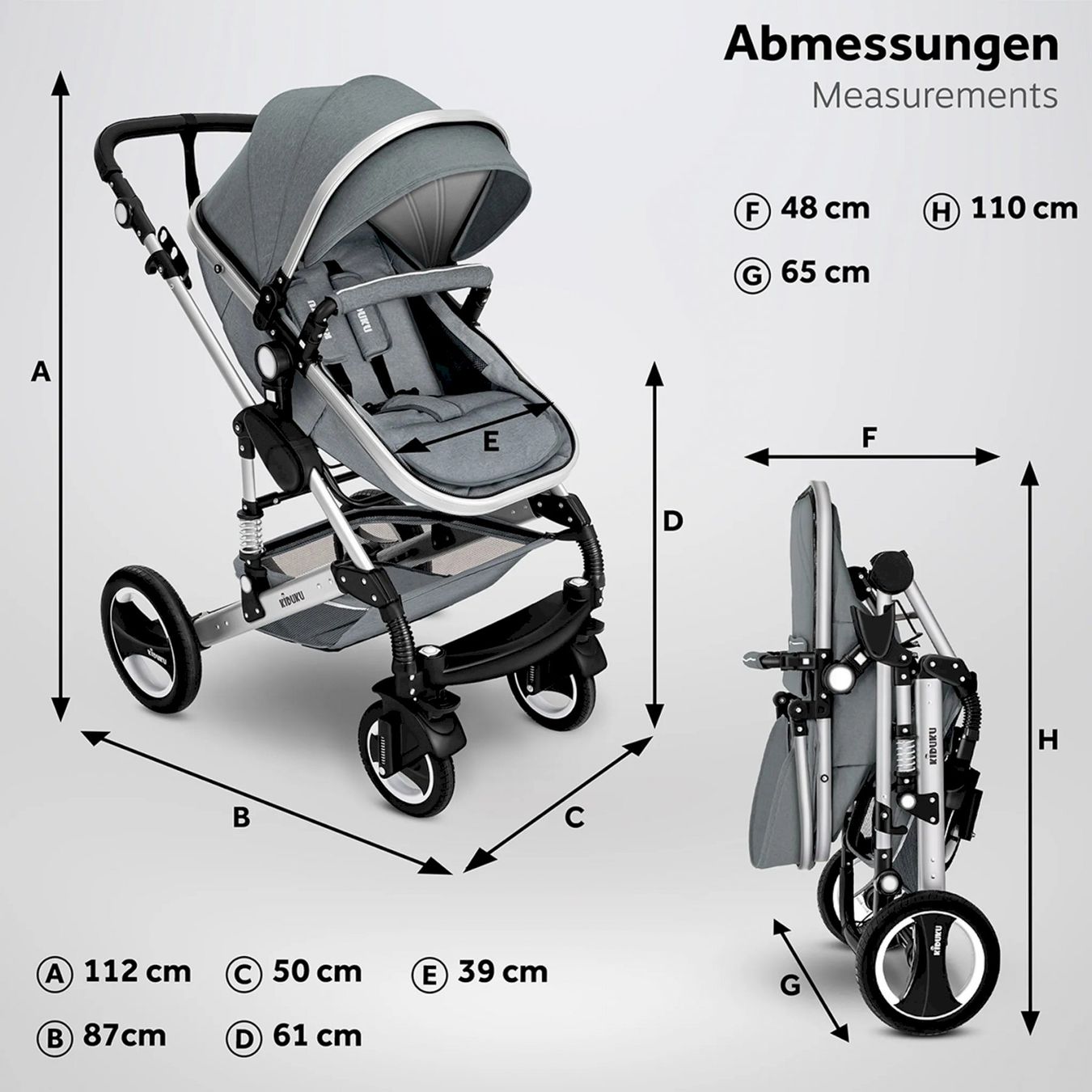 Carrozzine: KIDUKU Kombi-Kinderwagen GRAU/SILBER – Nuovo e nell'imballaggio originale da Bottighofen venduto da zaap 6
