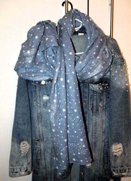 Marineblauer Schal Mit Sternen-Aufdruck, Kaschmir-G Produktbild-Vorschau 7