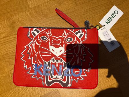 Kenzo Clutch Tasche rot mit Tiger Motiv neu