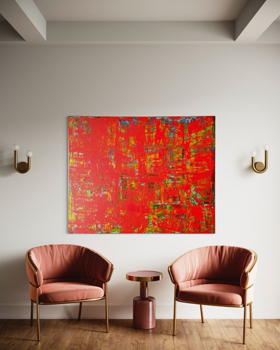 Dipinti: Rotes abstraktes Gemälde, moderne Kunst, 150 x 120 cm – Nuovo e nell'imballaggio originale da Berikon venduto da home-artsch 3