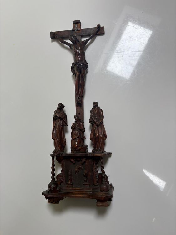 Crocifisso In Legno Da Tavolo Fatto A Mano 30 Cm – Con Supporto Rimovibile E Rosario Incluso - 2