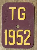 TG 1952- VELONUMMER - FAHRRADSCHILD- PLAQUE DE VELO- TG 1952