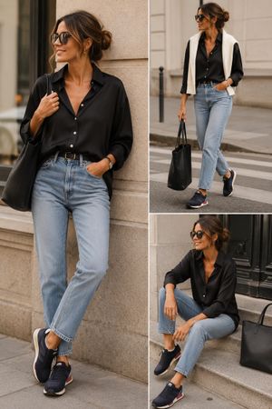 ZARA Schwarze Satin Bluse Gr. M NEUwertig