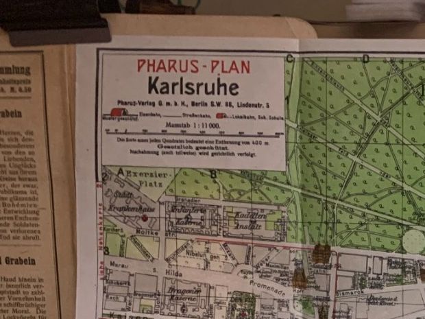 Ansichtskarten: Germania - Karlsruhe - Pharus-Plan. – Gebraucht aus Sorengo von 74in 2