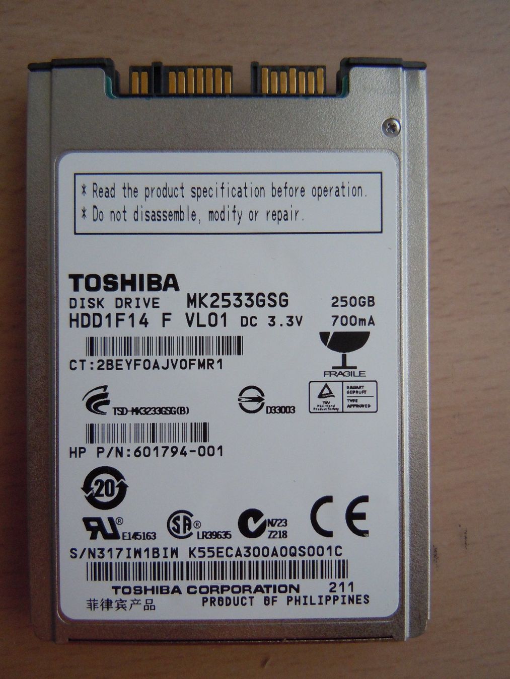 Toshiba Dischi rigidi: Thoshiba Spez. HD Format 1.8''   250GB – Usato da Luzern venduto da Baumli1