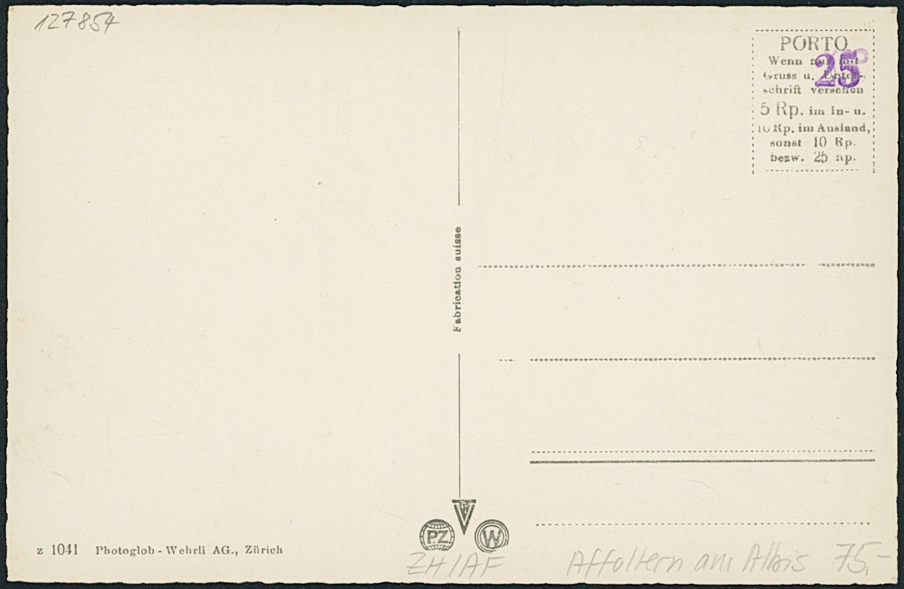 Cartoline postali: ZH Affoltern am Albis – Nuovo (secondo la descrizione) da Schindellegi venduto da stationary 1