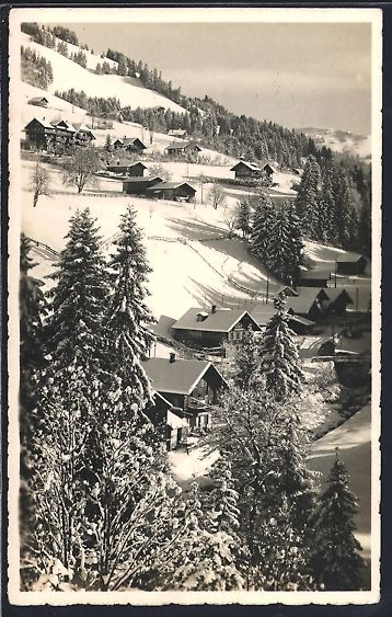 Cartoline postali: AK Gstaad, Teilansicht im Winter, 1928 – Usato da Berlin venduto da bartko-reher