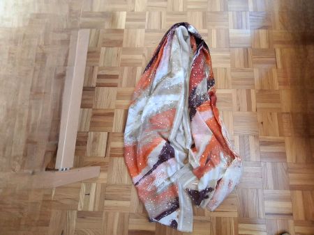 Grand foulard beige/orange/Großer Schal beige/oranger