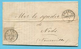 Faltbrief von Lenzburg nach Nods 1867