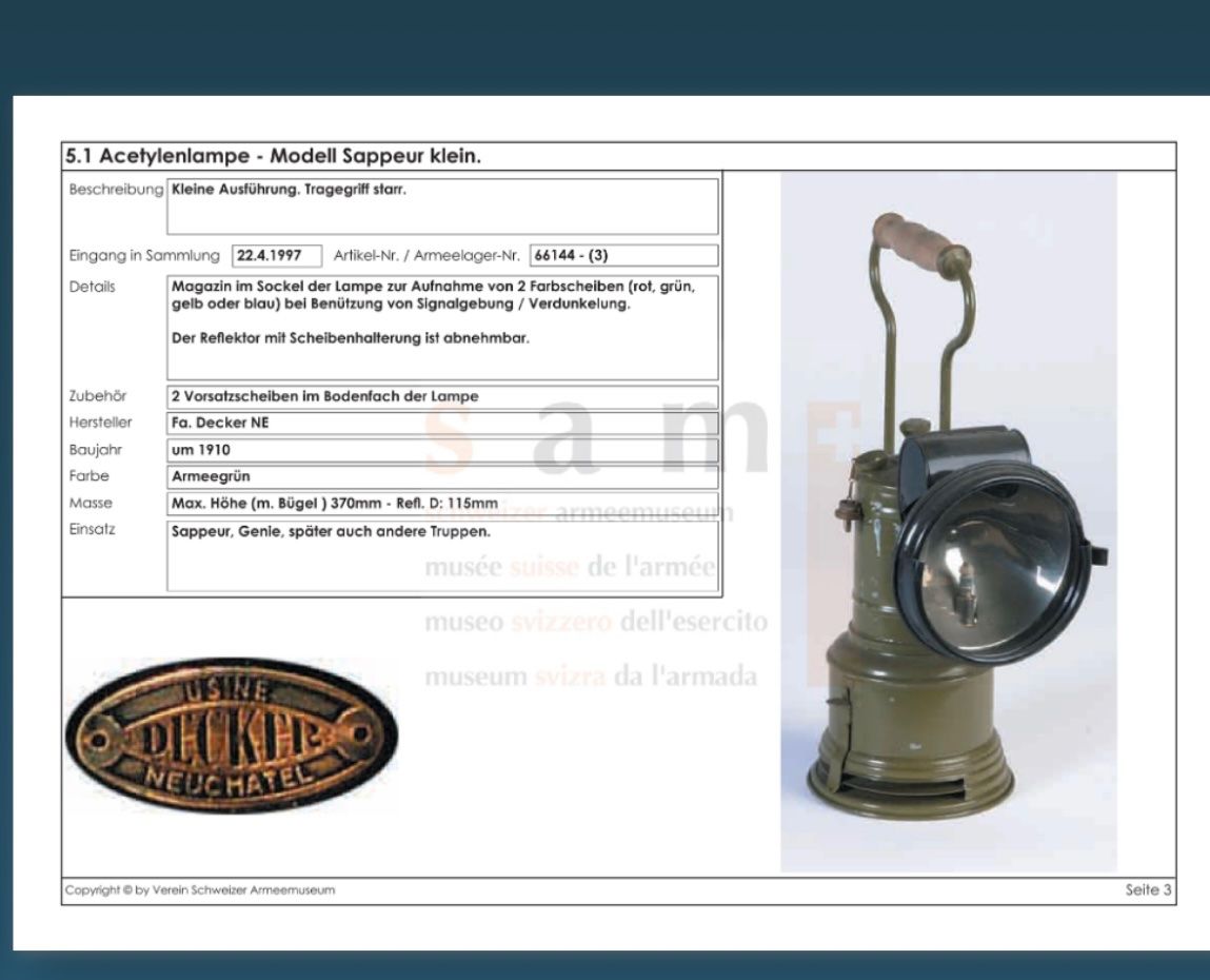 Lampade: Scheinwerfer Karbidlampe Karbidlaterne der Schweizer Armee – Usato da bad ragaz venduto da shopizol 9