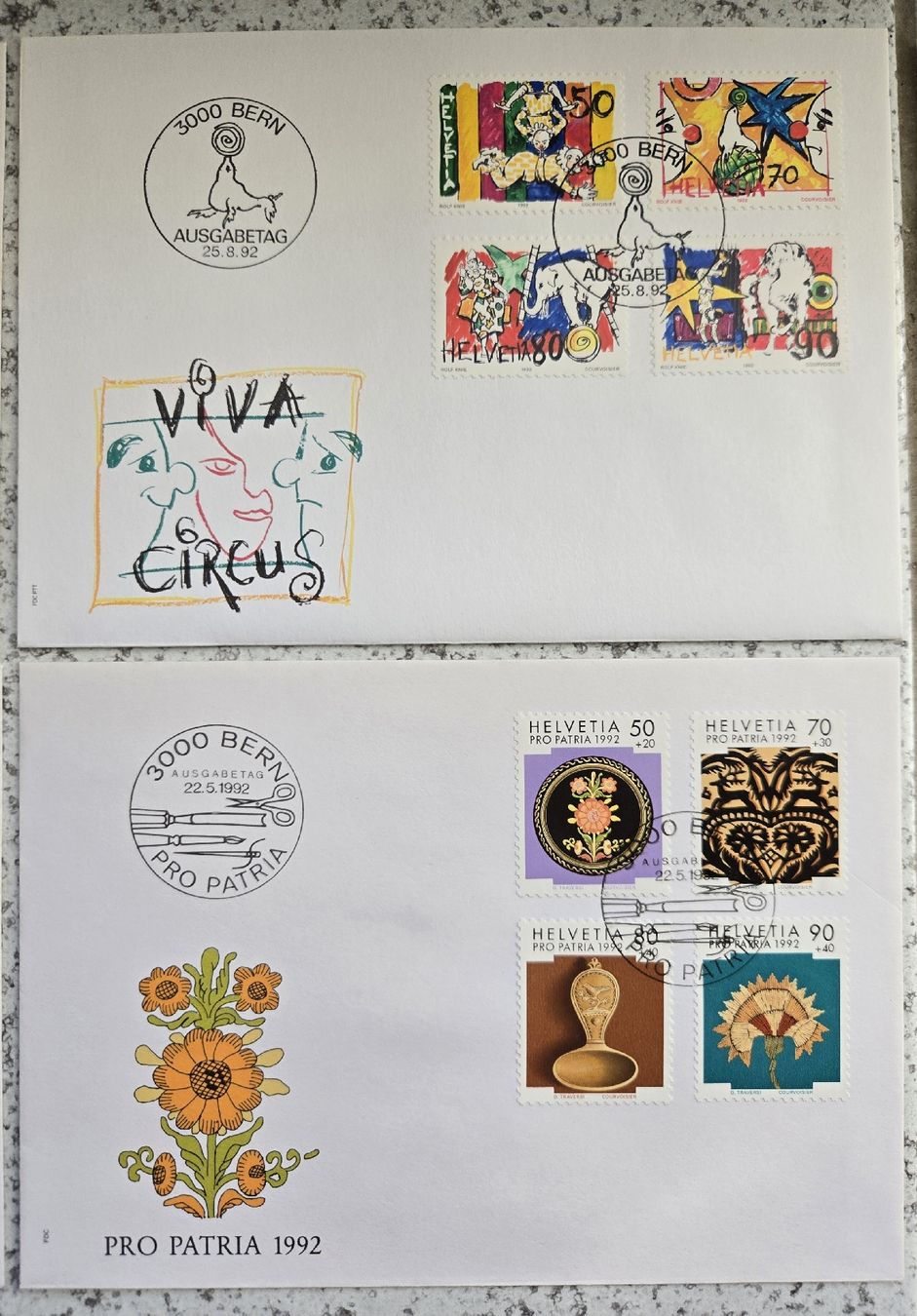 Tutti i francobolli: set de 8 enveloppes 1992 – Usato da Montet (Broye) venduto da CandiceD