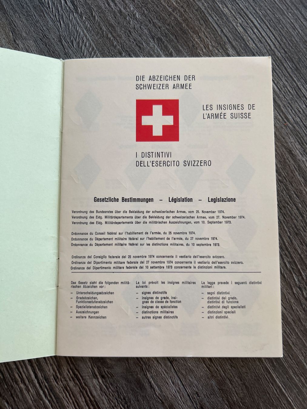 Schweizer Armee Uniformi: Reglement Abzeichen Schweizer Armee – Usato da Hausen am Albis venduto da MACV62 1