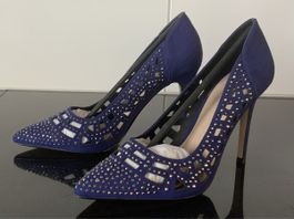 Elegante Damen Pumps Gr. 39, blau, Strass
