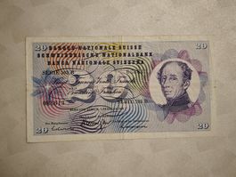 Schweiz Banknote 20 Franken 1974 gebraucht