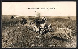 Kanadier im Auto auf der Jagd nach Riese
