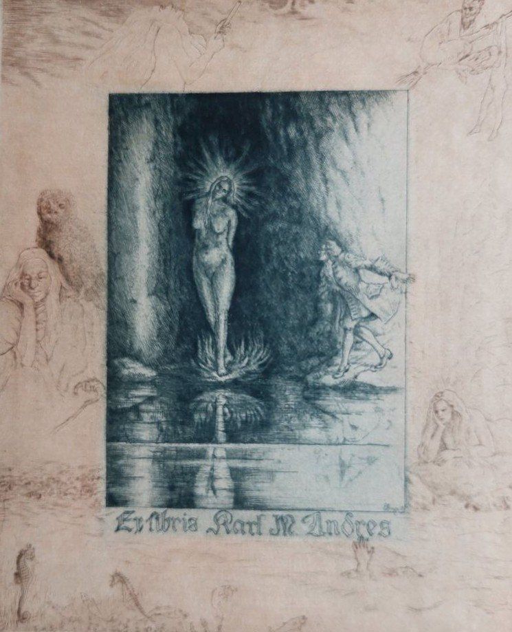 Gemälde: Exlibris Ernst Emil Ebner - Original Radierung Erotik – Gebraucht aus Obfelden von Exlibris-Art