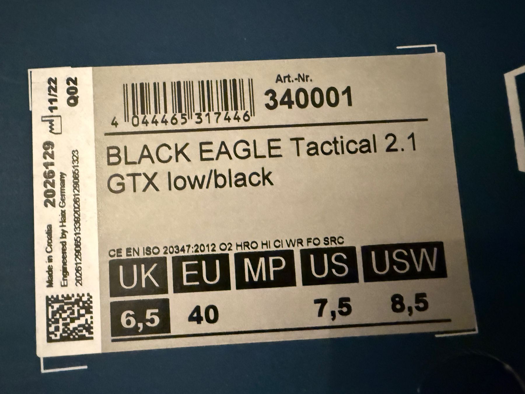 Haix Chaussures hommes: HAIX BLACK EAGLE TACTICAL 2.1 GTX LOW/BLACK GR. 40 – Neuf (Voir description) à Rorbas par Schnappi86 1