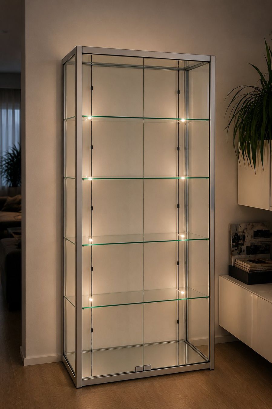 Vitrinen: Hochwertige Design-Glasvitrine mit Chromrahmen – Gebraucht aus Stetten AG von S.Tun. 1