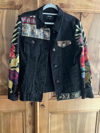 VESTE JEAN Desigual noire à manches tricots T40-42 N