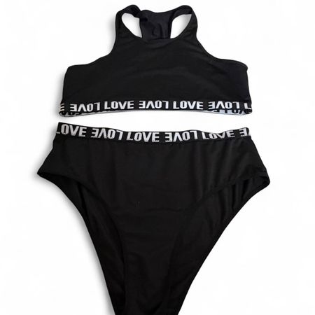 Sporty Love Bikini Set in Black 🖤
