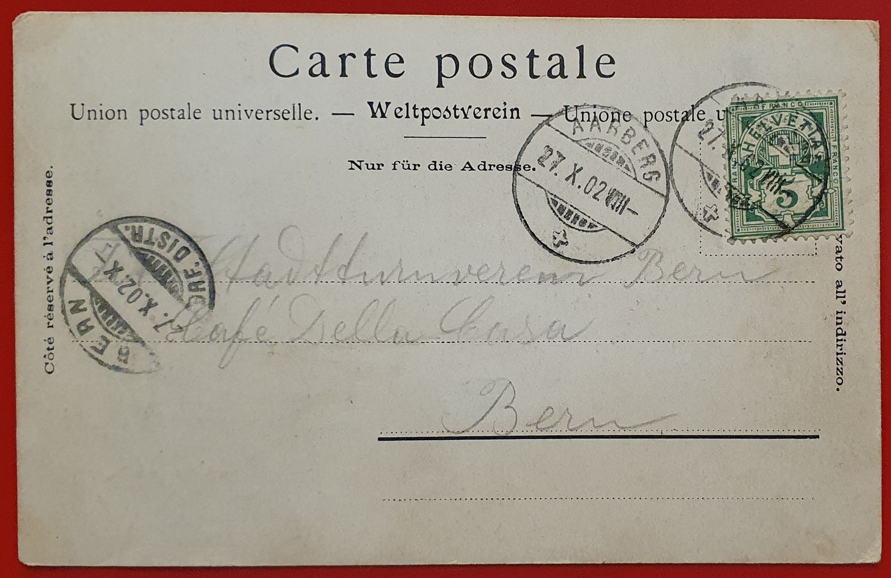 Cartoline postali: Gruss aus Aarberg 1902 – Usato da Kreuzlingen venduto da Rschweiz1 1