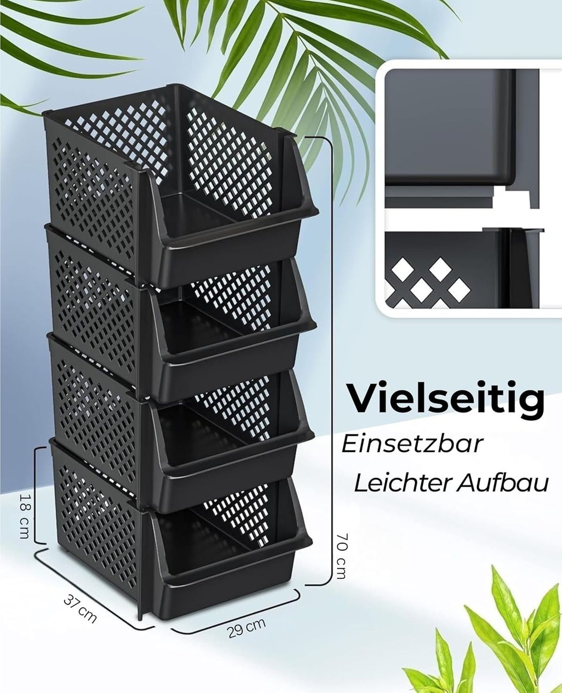 Behälter & Ähnliches: Stapelbare Aufbewahrungsboxen 4er Set Organizer Körbe – Neu und originalverpackt aus Hallau von Sale50OFF 1