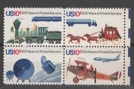 USA : 200 Years of  Postal Service**  4er Block (4