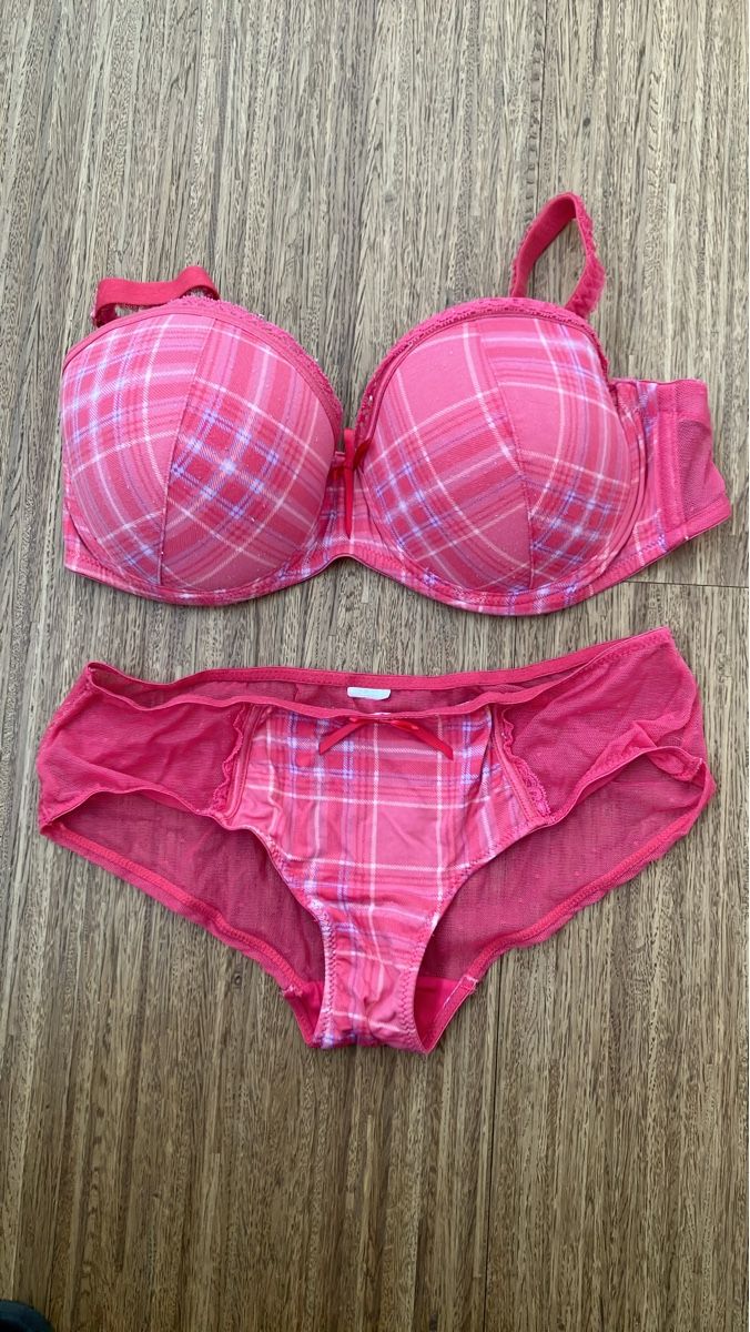 Altra biancheria intima: Dessous-Set BH und Slip Pink kariert Grösse 80C/40 – Usato da Ruggell venduto da VegasGirl