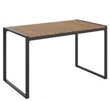 Gartentisch Holz Metall Gestell schwarz rechteckig