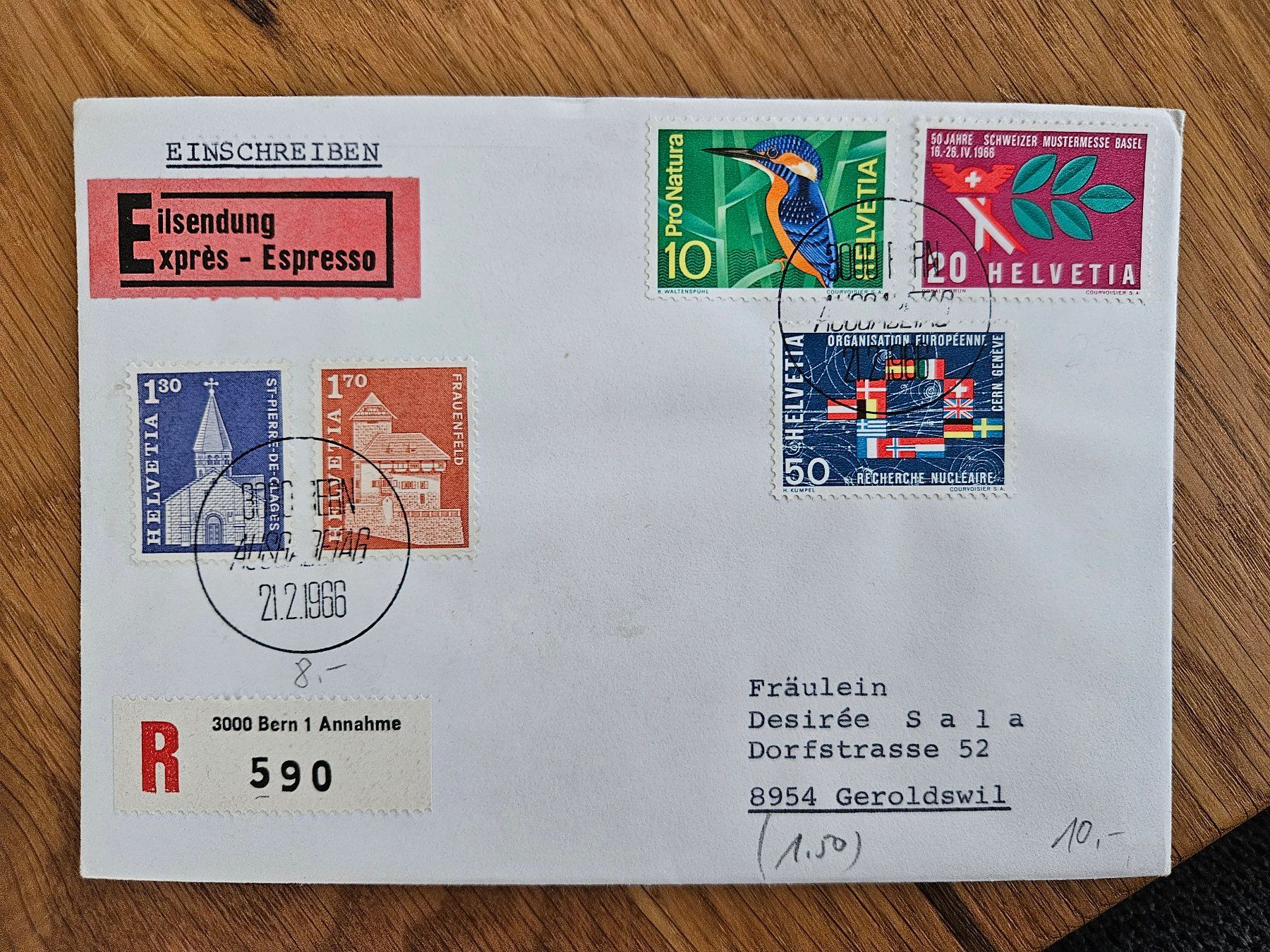 Tutti i francobolli: R-EXPRESS FDC 1966 für 2.-- – Usato da Buttikon SZ venduto da Marcelr