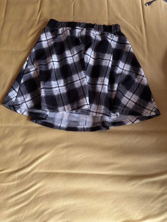 Jupe patineuse à carreaux noir et blanc, femme taille XS