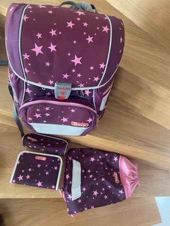 Schulranzen Set Step by Step violett Sterne guter Zustand