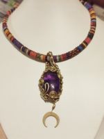 Amethyst Mond Anhänger Halskette Wicca Statementchoker