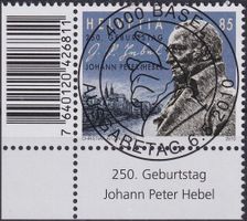 2010, Nr.1356 "J. Hebel" mit ET-Voll-Stempel +ECKTABS.