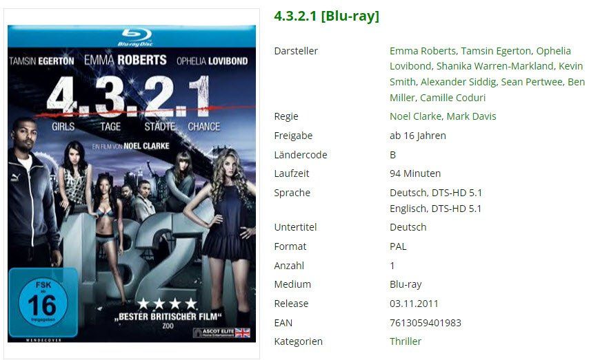 Alle DVDs: 4.3.2.1 (Blu-ray) – Gebraucht aus Buchrain von Sssschaller