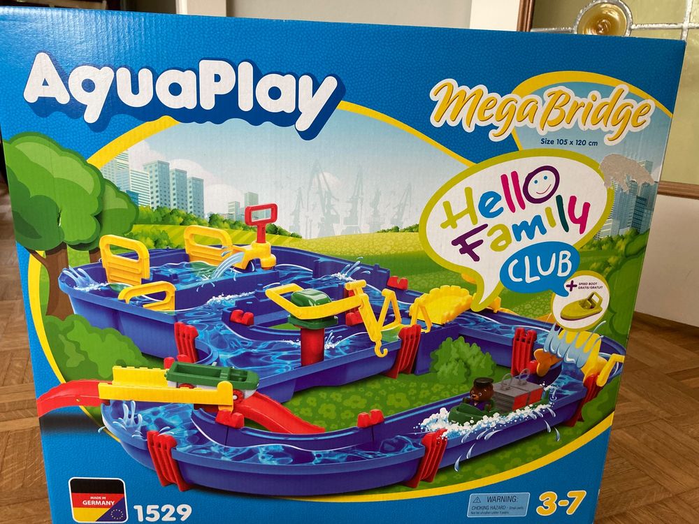 Aquaplay MegaBridge - Circuit D'eau Pour Enfants Avec Bateau, Voiture Amphibie, Grue - Jeu éducatif Sur Le Mouvement De L'eau