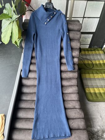Zara Strickkleid Blau Knöpfe Grösse M - Herbst Special!
