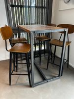 Stehtisch mit 4 Barhockern Industrial Look Metall Holz
