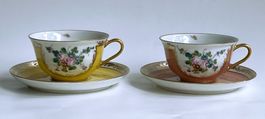 Paar Teetassen & Untertassen*LIMOGES*FRANCE*Decor Main*4-tlg