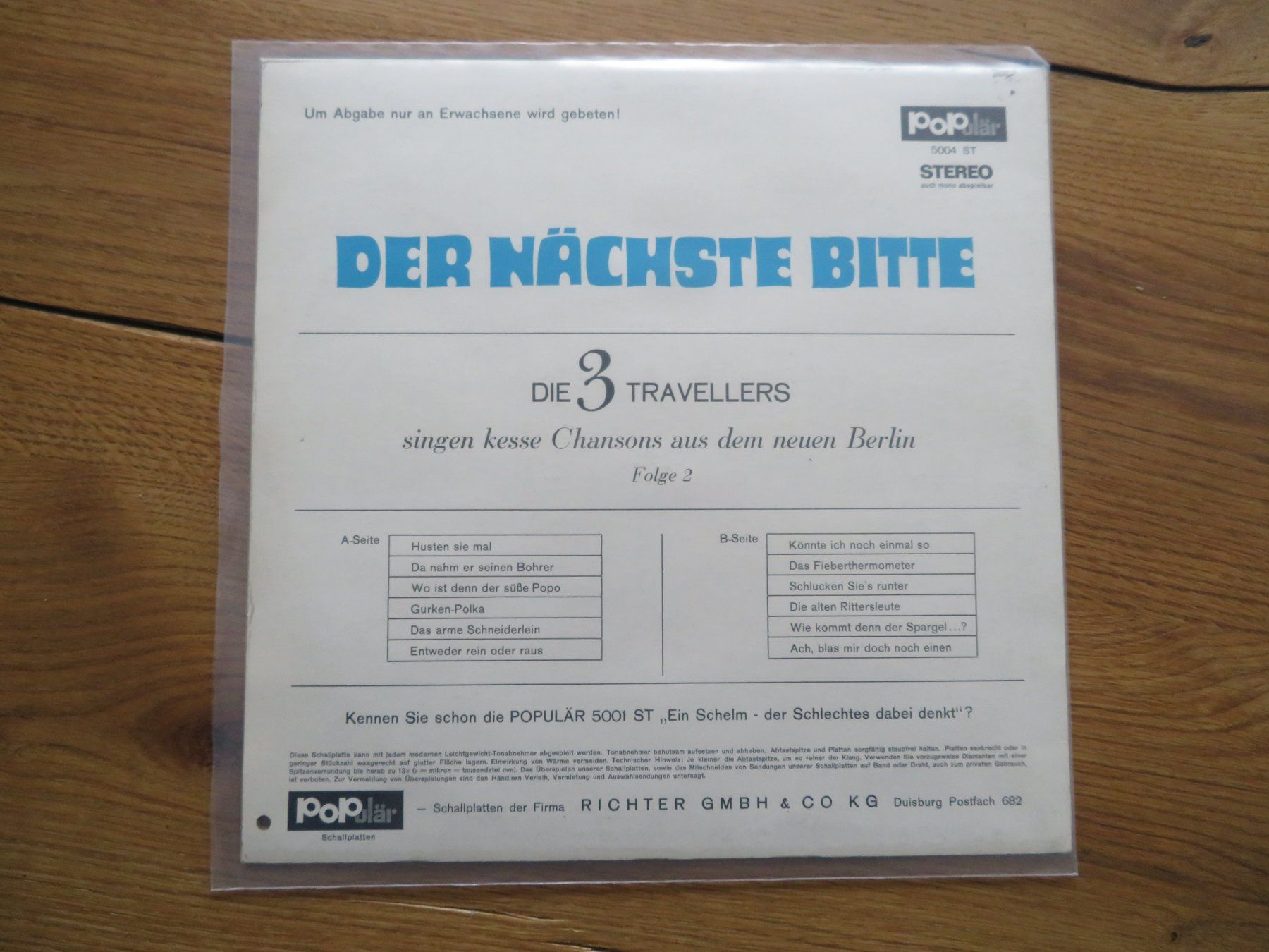 Dischi in vinile: 3 TRAVELLERS LP DER NÄCHSTE BITTE – Usato da Zürich venduto da max_cp5f 1