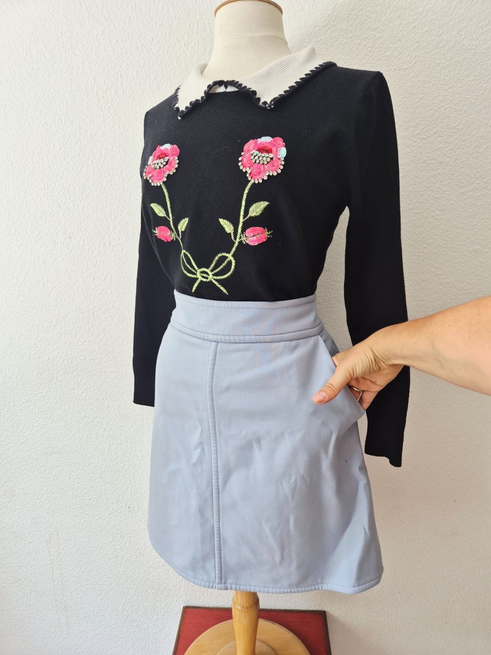 Hallhuber Gonne: ROCK JUPE HALLHUBER 38 M HELLBLAU,  TOP ZU PULLOVER TOP – Usato da Elsau venduto da the-colorful-side 9