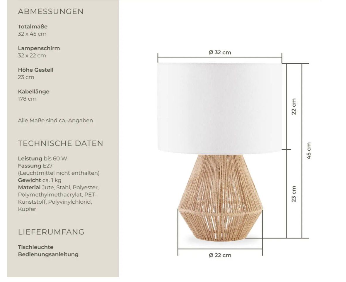 Lampen: Tischleuchte Lignea Lux – Neu (gemäss Beschreibung) aus Steinhausen von Retourenprofis 1