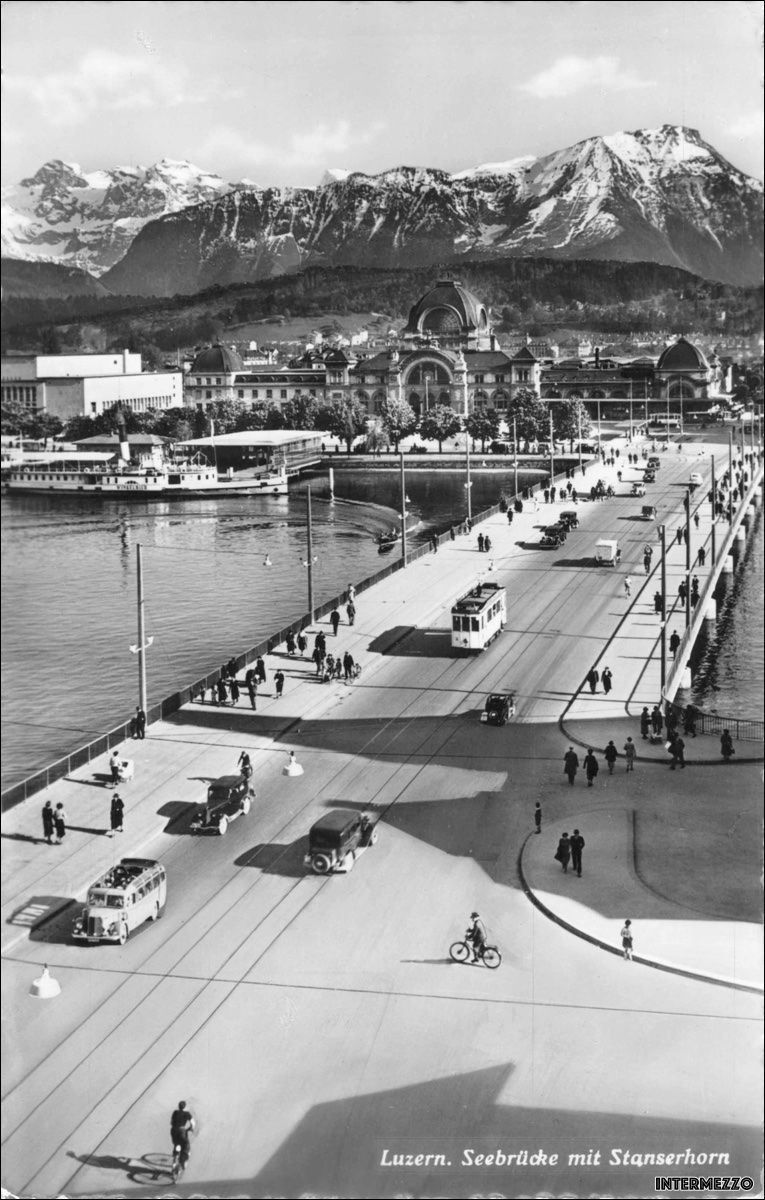 Ansichtskarten: Luzern // Tram Seebrücke Postauto 1939 – Gebraucht aus Basel von intermezzo12