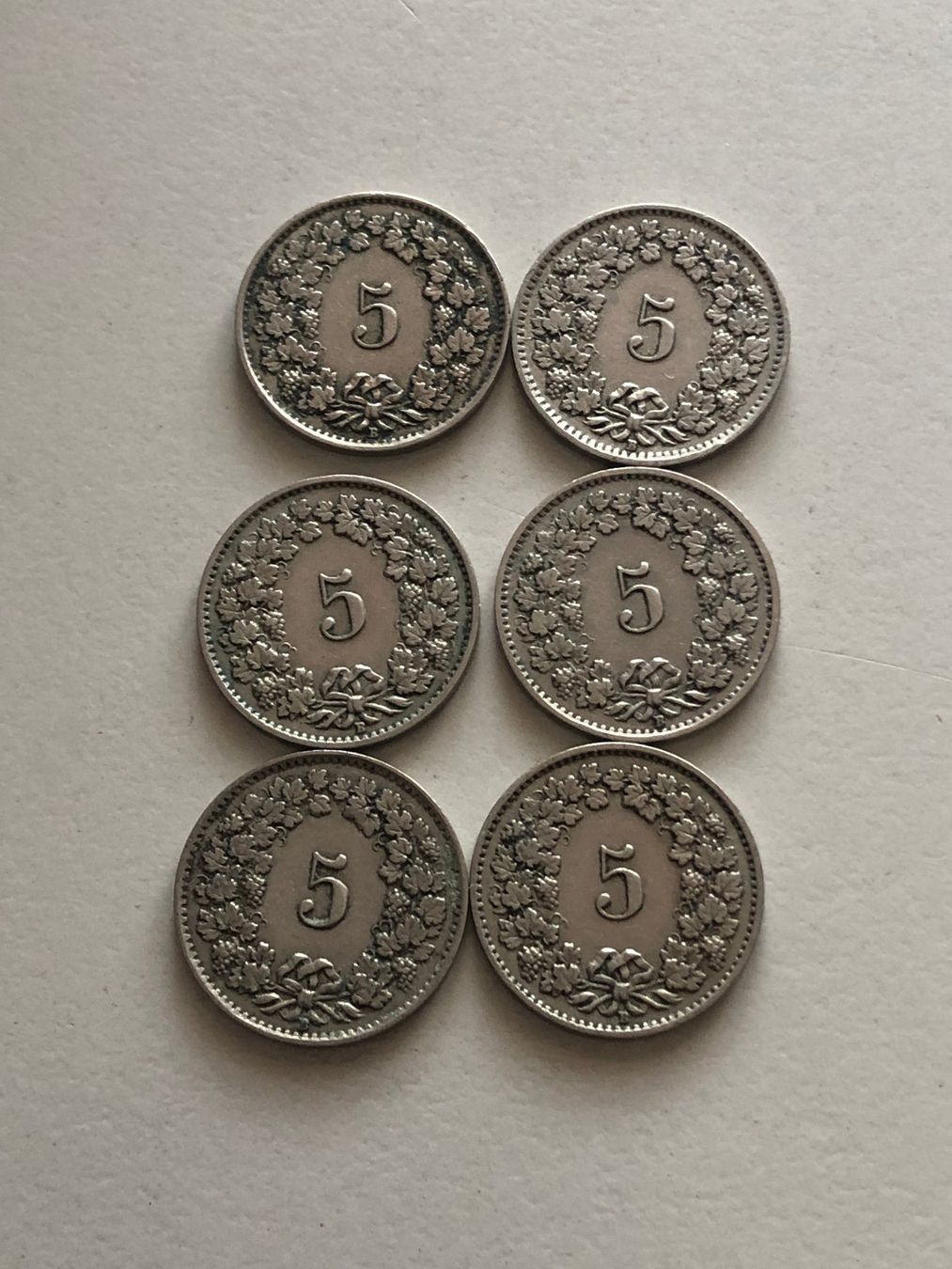 Tutti le monete: Lot mit 6 Stk. 5 Rp. 1925 – Usato da Schötz venduto da Odpa 1