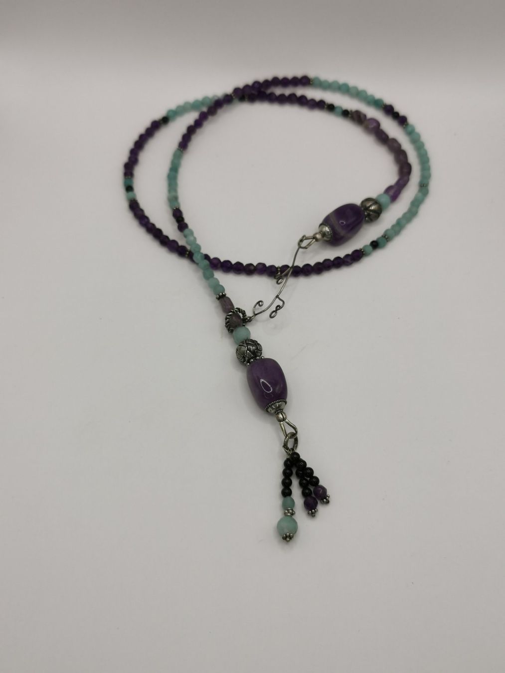 Ketten: Amazonit, Amethyst, Onyx, Silber Halskette, Boho Stil, Neu! – Neu und originalverpackt aus Oberglatt ZH von JulFul 2