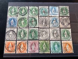 Lot stehende Helvetia mit Handentwertungen , div. Typen
